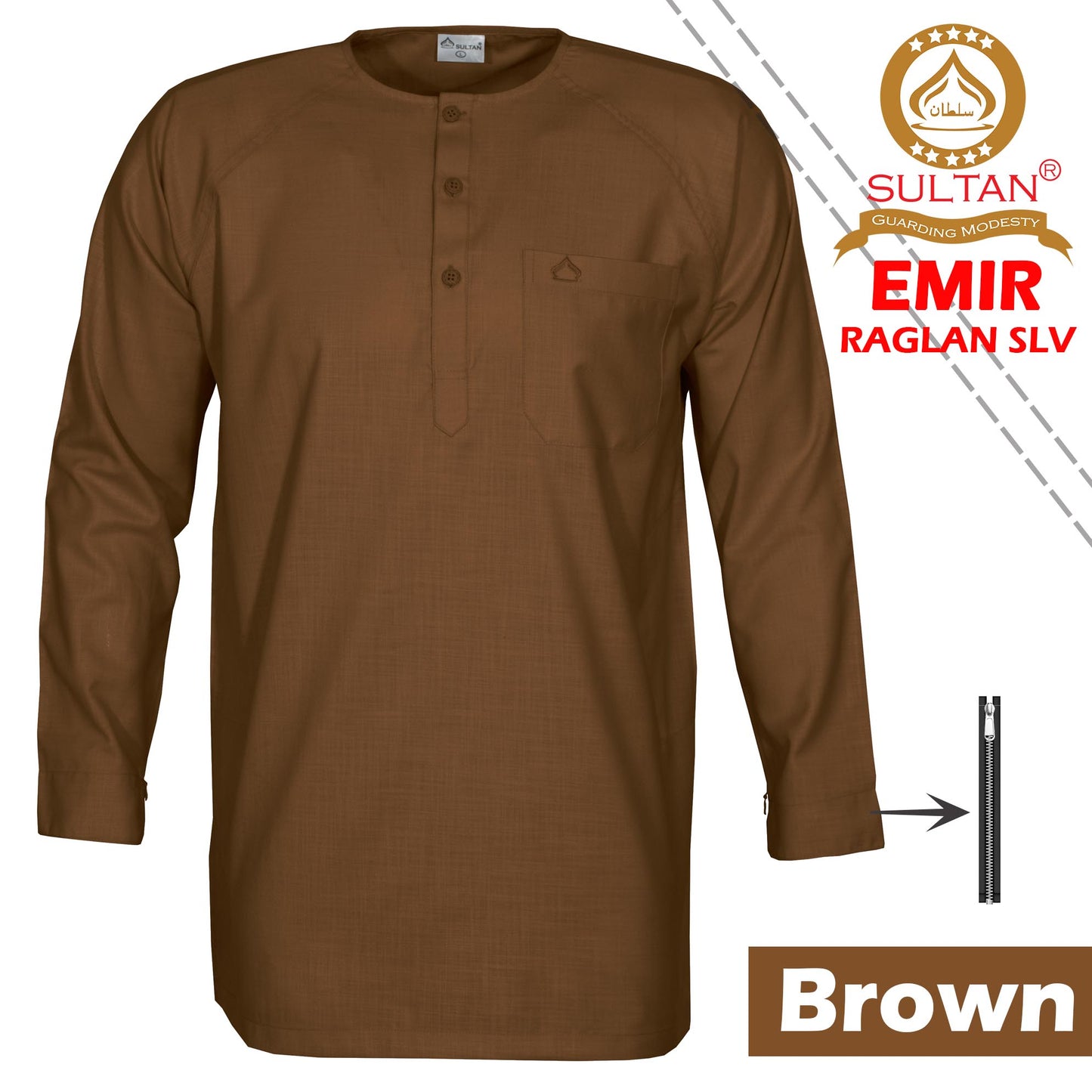 SULTAN KURTA - EMIR - RAGLAN SLEEVE - ROUND NECK - FULL SLEEVE WITH ZIP