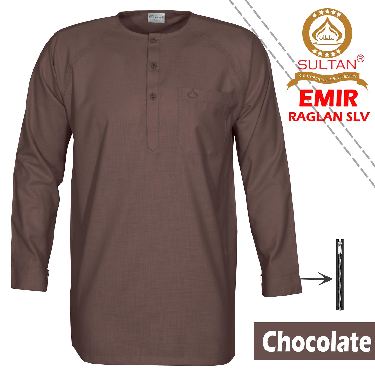 SULTAN KURTA - EMIR - RAGLAN SLEEVE - ROUND NECK - FULL SLEEVE WITH ZIP