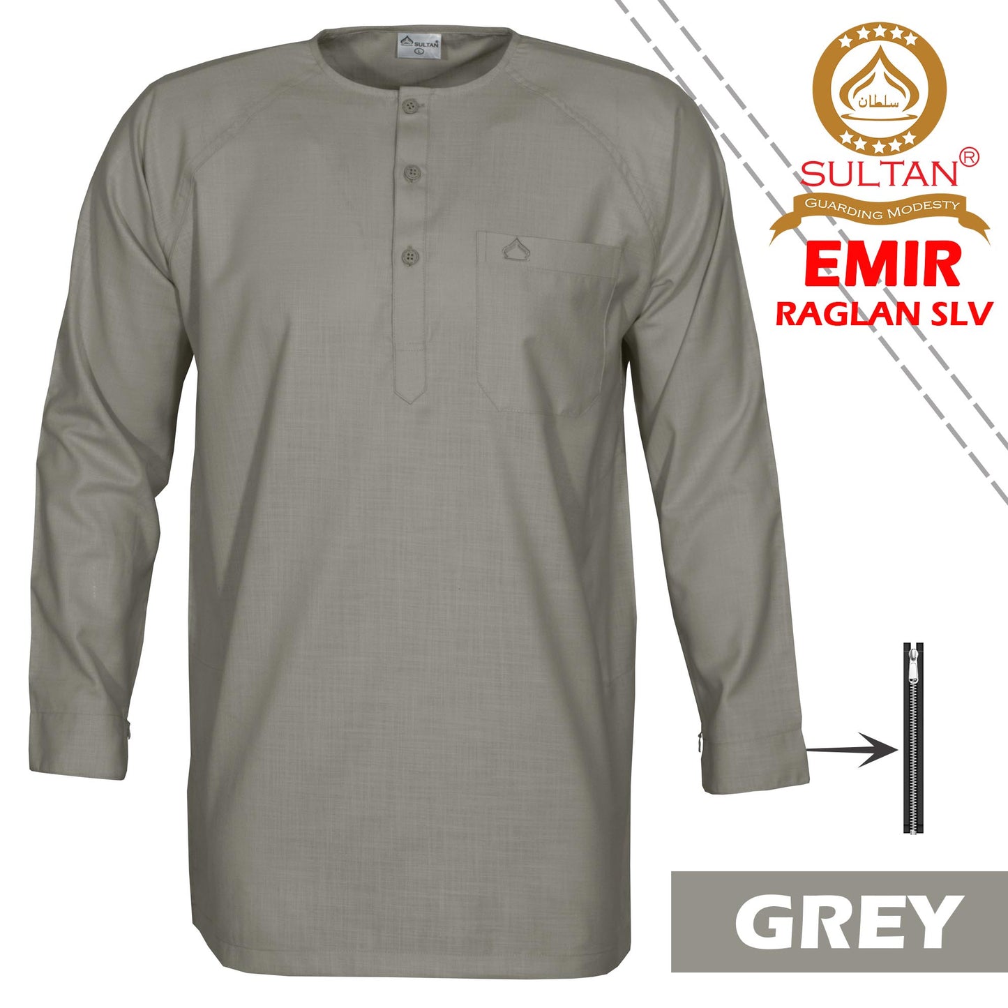 SULTAN KURTA - EMIR - RAGLAN SLEEVE - ROUND NECK - FULL SLEEVE WITH ZIP