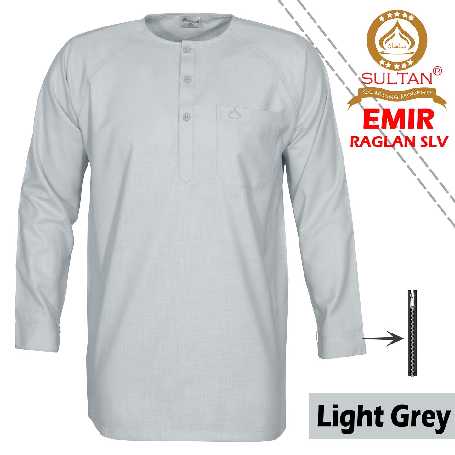 SULTAN KURTA - EMIR - RAGLAN SLEEVE - ROUND NECK - FULL SLEEVE WITH ZIP