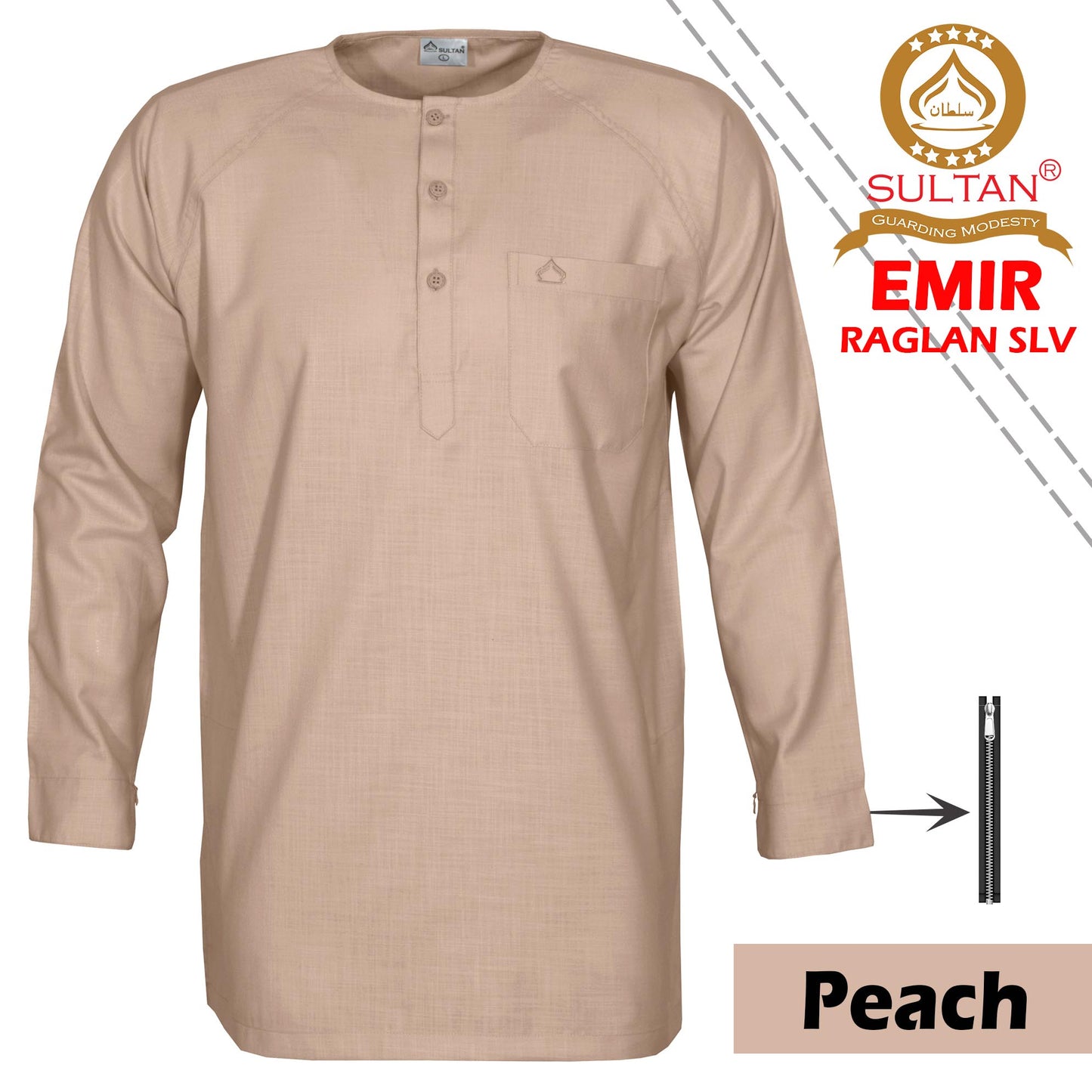 SULTAN KURTA - EMIR - RAGLAN SLEEVE - ROUND NECK - FULL SLEEVE WITH ZIP