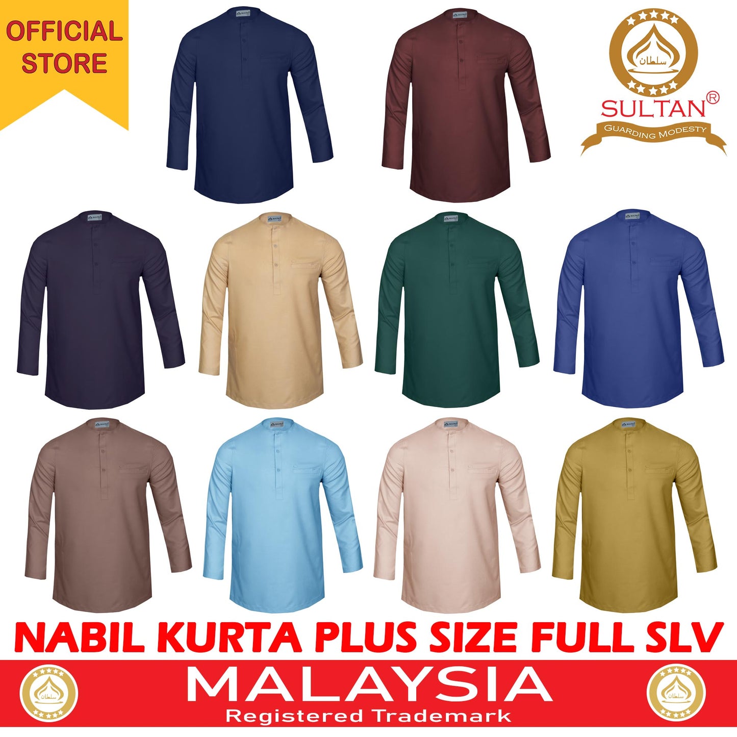 SULTAN KURTA - NABIL PLUS SIZE - ROUND NECK FULL SLEEVES (BIG SIZE)