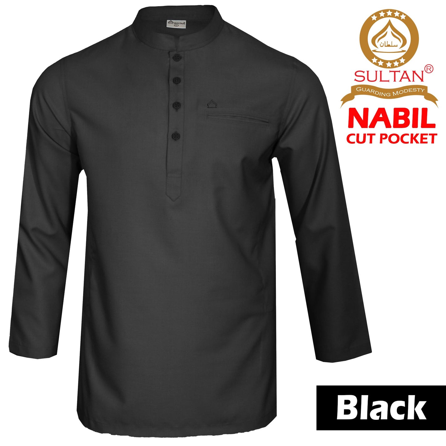 SULTAN KURTA-NABIL – MEN’S AND BOY'S - COLLAR - FULL SLEEVE WITH CUT POCKET AND THREE STITCHES