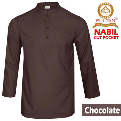 SULTAN KURTA-NABIL – MEN’S AND BOY'S - COLLAR - FULL SLEEVE WITH CUT POCKET AND THREE STITCHES