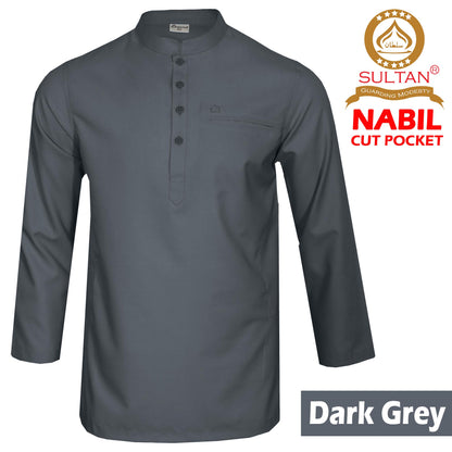 SULTAN KURTA-NABIL – MEN’S AND BOY'S - COLLAR - FULL SLEEVE WITH CUT POCKET AND THREE STITCHES