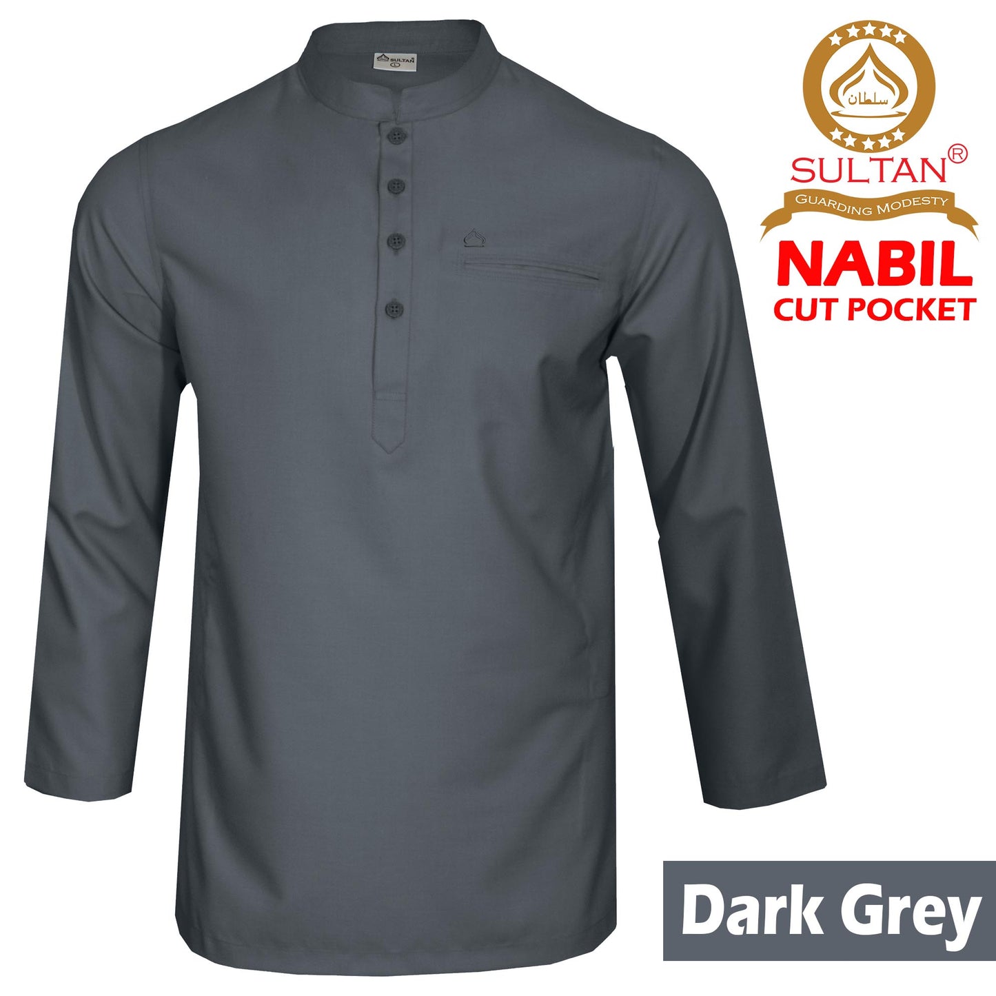 SULTAN KURTA-NABIL – MEN’S AND BOY'S - COLLAR - FULL SLEEVE WITH CUT POCKET AND THREE STITCHES