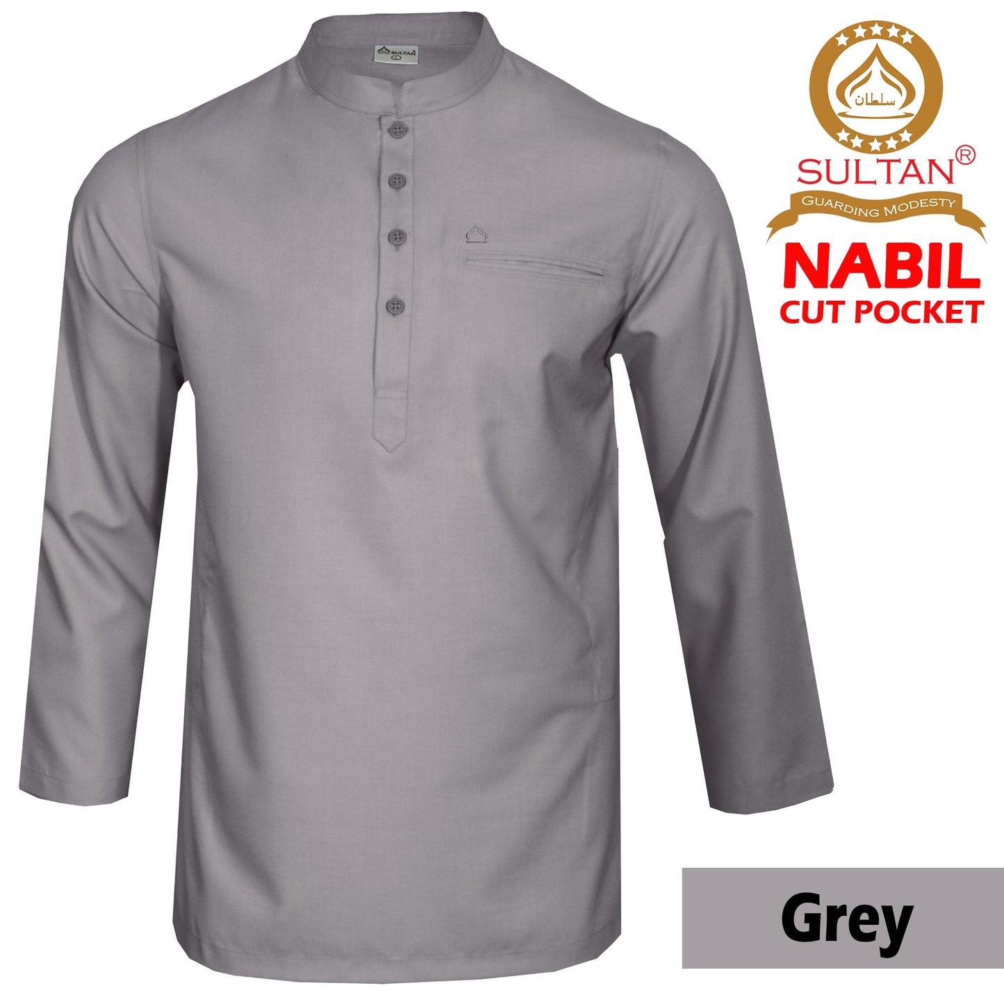 SULTAN KURTA-NABIL – MEN’S AND BOY'S - COLLAR - FULL SLEEVE WITH CUT POCKET AND THREE STITCHES