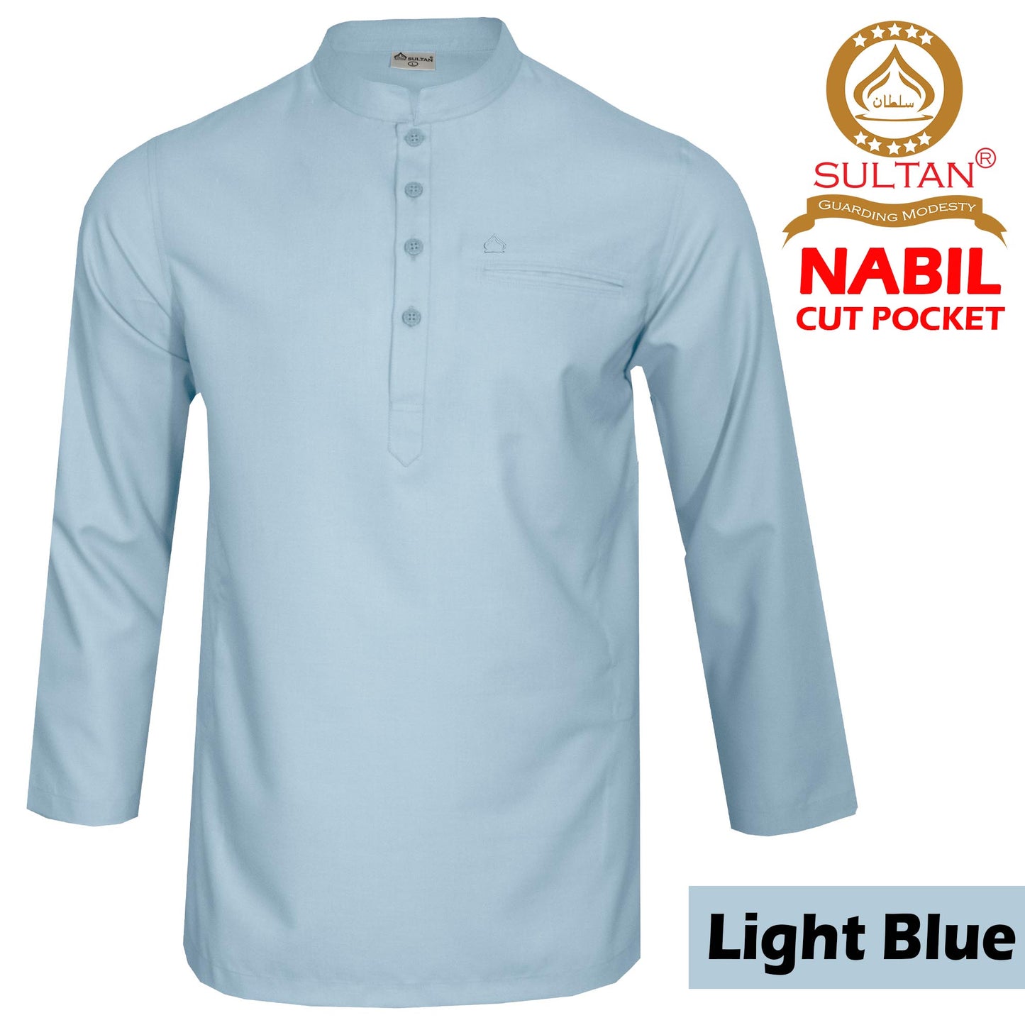 SULTAN KURTA-NABIL – MEN’S AND BOY'S - COLLAR - FULL SLEEVE WITH CUT POCKET AND THREE STITCHES