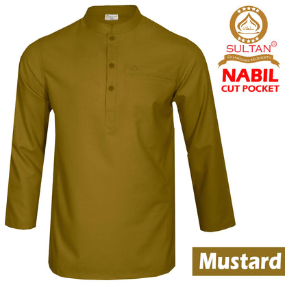 SULTAN KURTA-NABIL – MEN’S AND BOY'S - COLLAR - FULL SLEEVE WITH CUT POCKET AND THREE STITCHES