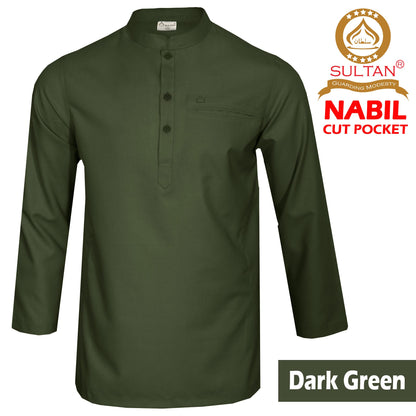 SULTAN KURTA-NABIL – MEN’S AND BOY'S - COLLAR - FULL SLEEVE WITH CUT POCKET AND THREE STITCHES