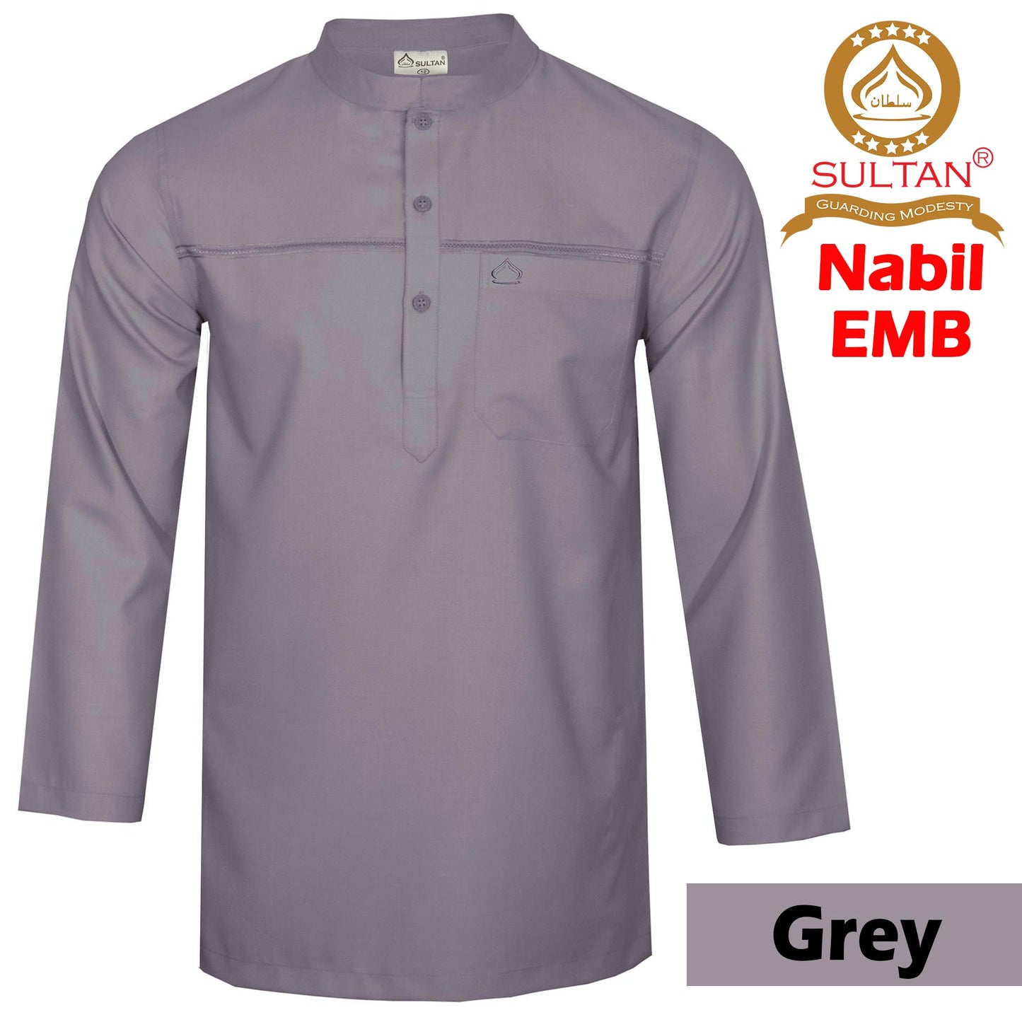 SULTAN KURTA - NABIL - MEN'S AND BOY'S - COLLAR - FULL SLEEVE WITH EMBROIDERY ON CHEST