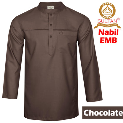 SULTAN KURTA - NABIL - MEN'S AND BOY'S - COLLAR - FULL SLEEVE WITH EMBROIDERY ON CHEST