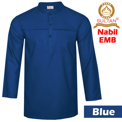 SULTAN KURTA - NABIL - MEN'S AND BOY'S - COLLAR - FULL SLEEVE WITH EMBROIDERY ON CHEST