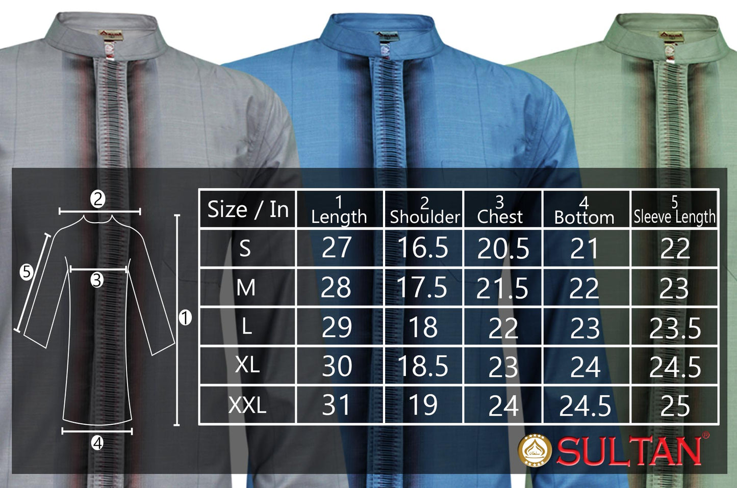 SULTAN KURTA - EMIR - RAGLAN SLEEVE - ROUND NECK - FULL SLEEVE WITH ZIP